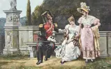 attributed to Federico Andreotti, Genre scene on a park bench, Oil on panel