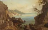 Ferdinand Bellermann, The Amalfi Coast, Oil on card