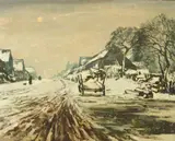 Max Clarenbach, Village Street in Winter, Oil on canvas