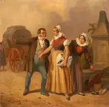 Ludwig Elsholtz, Genre Scene on a Country Road, Oil on canvas (relined)