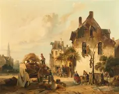 The Hay Wagon by A. Frey, Oil on canvas (relined), offered May 2023