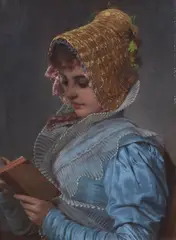 Hermann Kaulbach, A Girl Reading, Oil on panel