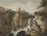 Adrian Zingg, Rocky Landscape with Castle Ruins and Waterfall