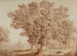 Jacob Philipp Hackert, Landscape near San Lorenzo, Pen and brush in brown over pencil
