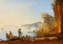 Franz Ludwig Catel, Fishermen in the Bay of Naples, Oil on panel