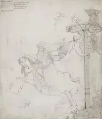 Theme from the Ballad "Leonore" by Gottfried August Bürger by Friedrich Schilcher, Pencil on paper, offered May 2023