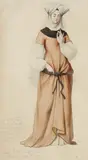 Heinrich Mücke, Study of a Jewish Woman after a 15th Century Illustration, Watercolour over pencil