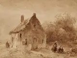 Andreas Schelfhout, Landscape with a House and Staffage
