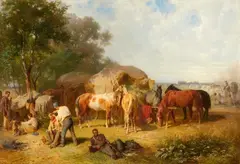 Franz Adam, Resting Soldiers, Oil on canvas (relined)