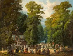Constant Troyon, Festivities in the Park of Saint-Cloud, Oil on panel (parquetted)