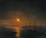 Iwan Konstantinowitsch Aivazovsky, Istanbul: The Golden Horn by Moonlight, Oil on canvas