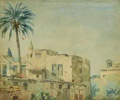 Adolf Seel, Street Corner in an Oriental Town, Watercolour