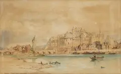 George Clarkson Stanfield, View of Amboise on the Loire, Watercolour over pencil