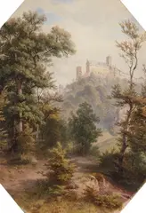 Landscape with a View of the Wartburg Castle by Carl Hummel, Watercolour, sold May 2023