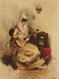 Guitar player by Italian or Spanish School 19th century, Watercolour on paper, offered May 2023