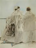 Constantin Guys, La Terrasse, Pen and brown ink, watercolour