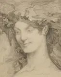 Constant Montald, Study of a Bacchante, Black chalk