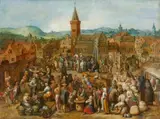 Sebastiaan Vrancx, Market Day in a Flemish Town, Oil on panel