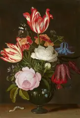 Johannes Bosschaert, Flowers in a Vase, Oil on panel (parquetted)