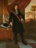 circle of Caspar Netscher, Portrait of a young Man in a dark Robe standing on a Terrace, Oil on panel