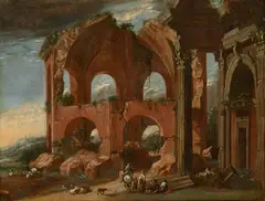 Niccolò Codazzi, Capricco view of the Temple of Minerva Medica, Oil on canvas (relined)