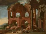 Niccolò Codazzi, Capricco view of the Temple of Minerva Medica, Oil on canvas (relined)