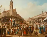 Franz de Paula Ferg, Market Scene, Oil on panel