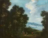 Johann Jakob Hartmann, Two Wooded Landscapes with Figures, Oil on panel. Each