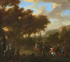 Franz de Paula Ferg, Landscape with Deer Hunt, Oil on copper