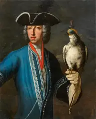 Franz Joseph Winder, Prince Elector Clemens August of Cologne as a Falconer, Oil on canvas (relined)