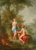 French School, 2nd half 18th century, Cupid and Psyche
Diana and Actaeon, Oil on canvas (relined). Each
