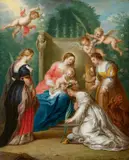 Andries Beschey, The Crowning of Saint Catherine of Alexandria, with Saint Apollonia and Saint Margaret of Antioch, Oil on panel