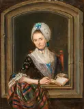 Johannes Petrus van Horstok, Portrait of a Lady at a Window with a Book (Lady Herder), Oil on panel