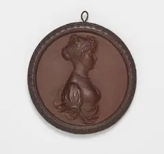 Leonhard Posch, A cast iron plaque with a portrait of Queen Louise, Brownish red painted cast iron, filled with plaster. D
