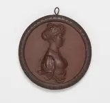 Leonhard Posch, A cast iron plaque with a portrait of Queen Louise, Brownish red painted cast iron, filled with plaster. D