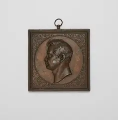 Leonhard Posch, A rare plaque with a portrait of Karl Friedrich Schinkel, Bronze painted cast zinc with black patinated reverse. Localised wear to the patina. H 12.5, W