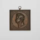 Leonhard Posch, A rare plaque with a portrait of Karl Friedrich Schinkel, Bronze painted cast zinc with black patinated reverse. Localised wear to the patina. H 12.5, W