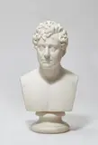 Christian Friedrich Tieck, Bust of a man (possibly Friedrich Wilhelm Joseph von Schelling), Life-sized Classical style bust carved from white Carrara marble on a separately worked plinth. With some chips around the edges and to the ear lobes. H bust 50, with plinth