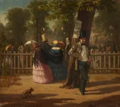 Arnold Neumann, Scene on the Sidelines of a Park Concert, Oil on canvas