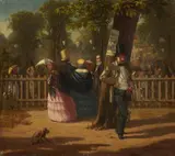 Arnold Neumann, Scene on the Sidelines of a Park Concert, Oil on canvas