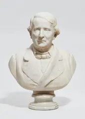Robert Cauer d.Ä., Bust of Peter von Cornelius
by Robert Cauer the Elder (1831 - 1893), Life-sized bust in white Carrara marble, depicting the sitter in a house coat over a shirt and neck tie. Signed "R. Cauer Roma.1880." on the reverse. With filled chips to the back edge. H with round plinth 71, W c