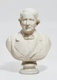 Robert Cauer d.Ä., Bust of Peter von Cornelius
by Robert Cauer the Elder (1831 - 1893), Life-sized bust in white Carrara marble, depicting the sitter in a house coat over a shirt and neck tie. Signed "R. Cauer Roma.1880." on the reverse. With filled chips to the back edge. H with round plinth 71, W c