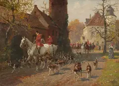 Georg Carl Koch, Departing for the Hunt, Oil on canvas