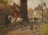 Georg Carl Koch, Departing for the Hunt, Oil on canvas