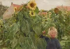 Franz Skarbina, Blonde Girl in a Sunflower Bed, Oil on canvas