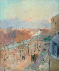 Albert Lebourg, L'Avenue de la Défense à Puteaux après l'Orage, Oil on canvas