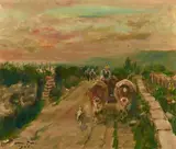 Otto Dill, Ochsenfuhrwerk im Wingert