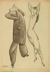 Rudolf Bauer, Ein Komet ist zu sehen, Circa 1910, Charcoal drawing on cream-coloured laid paper