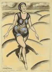 Rudolf Bauer, Badende, Circa 1910, Pastel and charcoal drawing on cream-coloured laid paper