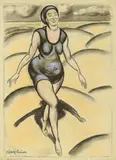 Rudolf Bauer, Badende, Circa 1910, Pastel and charcoal drawing on cream-coloured laid paper